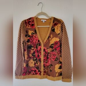 Isaac Mizrahi LIVE Floral and Polka Dot Cardigan